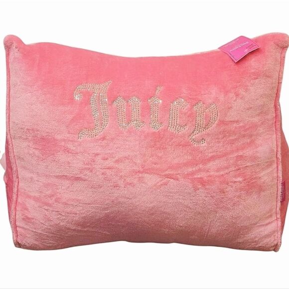 Juicy Couture Home Rhinestone Logo Plush Wedge Pillow w/Phone Pocket - Picture 2 of 7